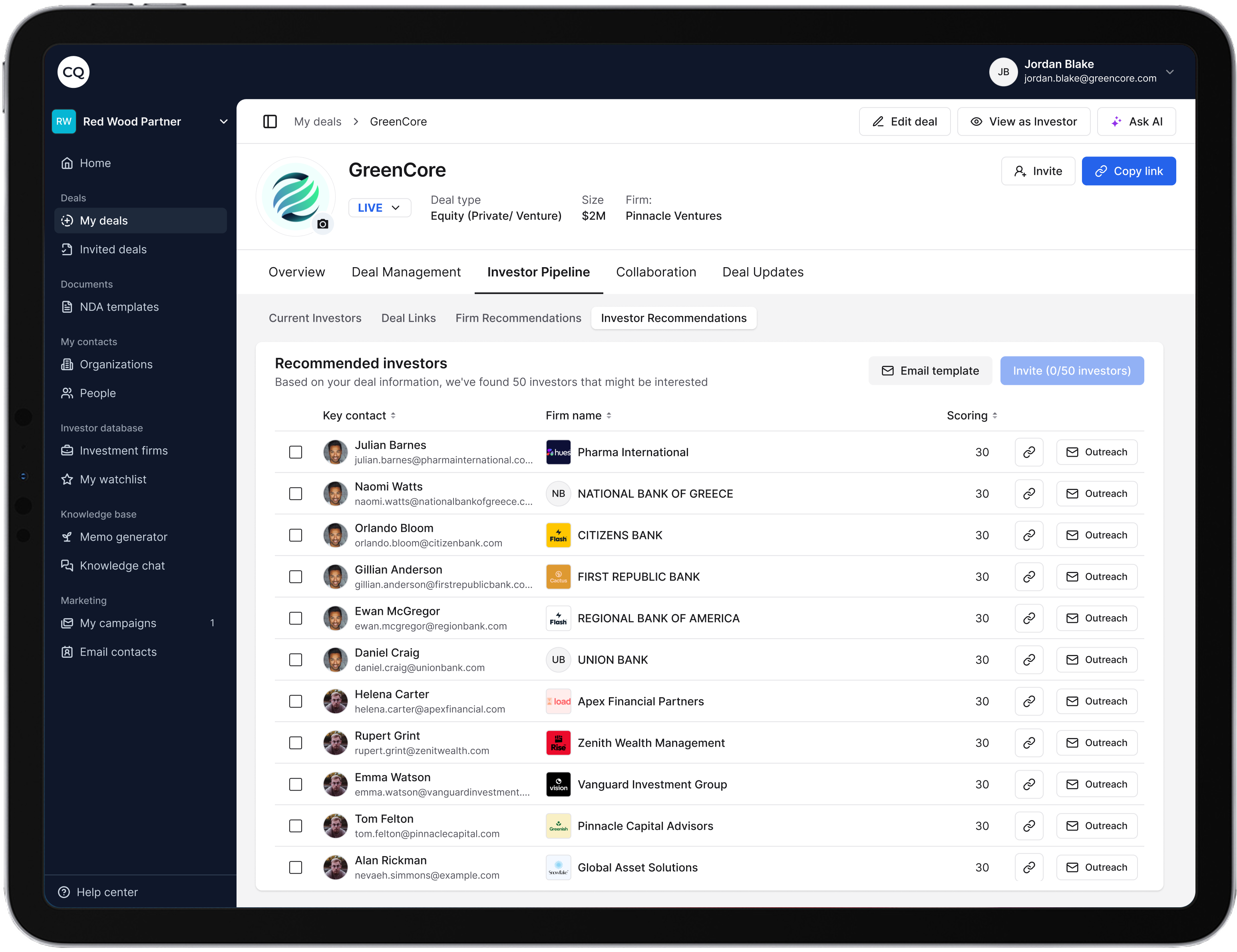 CQ AI-powered investor recommendations